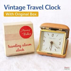 Phinney Walker Travel Folding Alarm Clock Tan Case White Face Works